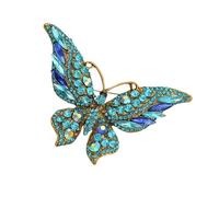 AOOOWER Elegante broche de mariposa esmaltado, diseños de inspiración vintage con diamantes de imitación para mujer, accesorios de joyería, regalos, 8.9x6.3cm, Metal, No es una piedra preciosa