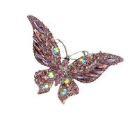 AOOOWER Elegante broche de mariposa esmaltado, diseños de inspiración vintage con diamantes de imitación para mujer, accesorios de joyería, regalos, 8.9x6.3cm, Metal, No es una piedra preciosa