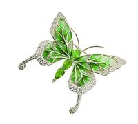 AOOOWER Elegante broche de mariposa esmaltado, diseños de inspiración vintage con diamantes de imitación para mujer, accesorios de joyería, regalos, Size 4.4x3.3cm/1.73x1.3inch, Metal, No es una