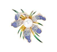 AOOOWER Elegante broche de orquídeas sofisticado con diseño de flores para mujer, joyería para reuniones de negocios y noches, Size Approx. 1.8x2.1inch4.6x5.4cm, Metal, No es una piedra preciosa