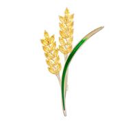AOOOWER Elegante broche dorado de metal de trigo, adorno elegante de oreja de trigo, pin de solapa para traje de mujer o, 2.73x1.56in, Metal, No es una piedra preciosa