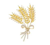 AOOOWER Elegante broche dorado de metal de trigo, adorno elegante de oreja de trigo, pin de solapa para traje de mujer o, 3.9x2.73in, Metal, No es una piedra preciosa