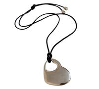 AOOOWER Elegante gargantilla hecha a mano con forma de corazón hueco ajustable de piel sintética negra, accesorio de moda para mujer