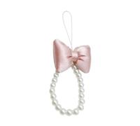 AOOOWER Elegante llavero colgante para teléfono, colgante de moda, con lazo, colgante con cuentas para teléfono, 16.5CM, perlas de imitación, No es una piedra preciosa