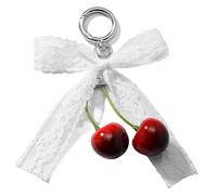 AOOOWER Elegante llavero con colgante de cerezas de amor, accesorio elegante para llaves de coche de aleación resistente para mujer, 12CM, Aleación de zinc/cinta/espuma, No es una piedra preciosa