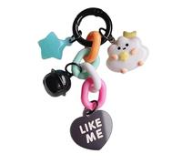 AOOOWER Elegante llavero con diseño de luna, nubes, estrellas, campanas, corazón, para mujeres y niñas, decoración de bolso de mano, cadena de teléfono, 12cm, Resina, No es una piedra preciosa
