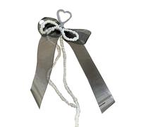 AOOOWER Elegante llavero de corazón con lazo de perla, llavero único con lazo hecho a mano para colgar en bolsa a la moda, 18*7cm, perlas de imitación, No es una piedra preciosa