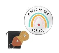 AOOOWER Fichas de abrazo de bolsillo Un abrazo especial para ti, moneda de acero inoxidable de doble cara inspiradoras con piel sintética