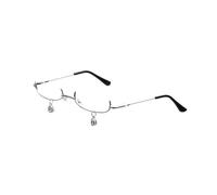 AOOOWER Gafas con montura dorada y plateada sin lente, gafas de anime, para carnaval, cosplay y fiesta, Dimension5.915cm/2.325.91in, CA, No es una piedra preciosa