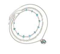 AOOOWER Juego de 3 collares de cuentas turquesa con estilos occidentales distintivos para uso diario y suministros para fiestas temáticas
