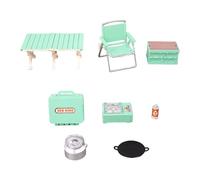 AOOOWER Juego de muebles de casa de muñecas con silla plegable en miniatura y figura de mesa para camping, escena, decoración, accesorios de juego al aire libre