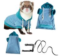 AOOOWER Juego de sudadera con capucha y arnés de hurones para actividades al aire libre, sudadera de forro polar, correa segura para mascotas que caminan con hurones