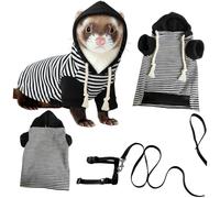 AOOOWER Juego de sudadera con capucha y arnés de hurones para actividades al aire libre, sudadera de forro polar, correa segura para mascotas que caminan con hurones