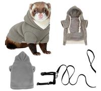 AOOOWER Juego de sudadera con capucha y arnés de hurones para actividades al aire libre, sudadera de forro polar, correa segura para mascotas que caminan con hurones