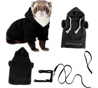 AOOOWER Juego de sudadera con capucha y arnés de hurones para actividades al aire libre, sudadera de forro polar, correa segura para mascotas que caminan con hurones