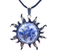 AOOOWER Llamativo collar de cristal con colgante de sol grande, joyería de Navidad, regalo para fiestas