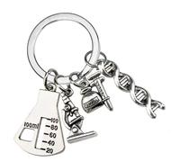 AOOOWER Llavero científico microscopio químico moléculas llavero joyería textura metal adecuado para regalos y uso diario, 5.8cm, Metal, No es una piedra preciosa