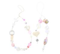 AOOOWER Llavero con colgante de lazo, multicolor, con cuentas de flores, crucifijo, decoración de moda para teléfonos y llaves de coche