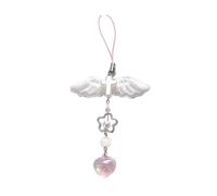 AOOOWER Llavero con cordón para teléfono, correas de teléfono a la moda, llavero llamativo con alas de corazón, adecuado para teléfono, 11 cm, Acrílico, No es una piedra preciosa