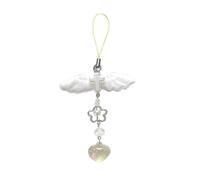 AOOOWER Llavero con cordón para teléfono, correas de teléfono a la moda, llavero llamativo con alas de corazón, adecuado para teléfono, 14cm, Acrílico, No es una piedra preciosa