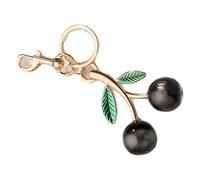 AOOOWER Llavero con dije de cerezas 3D brillantes, accesorio de moda con forma de fruta, llavero portátil para decoración de bolsa, 10CM*5CM, Resina y aleación, No es una piedra preciosa
