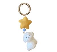 AOOOWER Llavero con dije de cerezas 3D brillantes, accesorio de moda con lazo, perlas, llavero portátil para decoración de bolsa, 12cm, aleación, No es una piedra preciosa