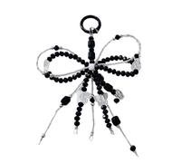 AOOOWER Llavero con dije de lazo 3D con cuentas, delicado dije para mochila, accesorio de teléfono de moda, adecuado para varios, 15CM, Acrílico/resina/plástico, No es una piedra preciosa