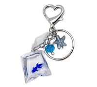 AOOOWER Llavero con dije de pez para mascotas, colgante de caricatura, llavero de coche, mochila, decoración, joyería de moda para mujer, 8cm, Acrílico y aleación, No es una piedra preciosa