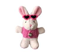 AOOOWER Llavero con gafas y suéter, colgante de animales de peluche, llavero con forma de conejo de dibujos animados, 12cm, Felpa, No es una piedra preciosa
