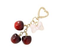 AOOOWER Llavero con lazo de cerezas, accesorio para mejorar la moda de las mujeres, 9CM, aleación, No es una piedra preciosa