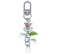AOOOWER Llavero de cristal colorido con colgante de gota floral, llavero colorido, adorno portátil, accesorio de cadena de teléfono, 8.4cm, Esmaltado, acrílico y aleación, No es una piedra preciosa