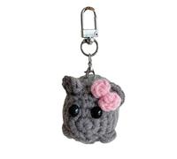 AOOOWER Llavero de hámster hecho a mano con diseño de hámster, accesorio único para los amantes de los animales, 3.51x2.73in, Hilo de aleación de algodón, No es una piedra preciosa