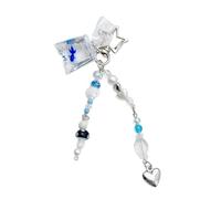AOOOWER Llavero de moda con cuentas de pez, llavero creativo para llavero, portátil, colgante y accesorio para teléfono, 12cm, cuentas, No es una piedra preciosa
