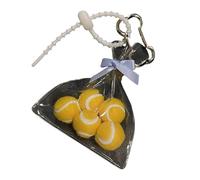 AOOOWER Llavero de peluche de oso con lazo, colgante de animal suave, accesorio para mochila, hecho a mano para mujer, 9cm, Felpa, No es una piedra preciosa