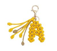 AOOOWER Llavero de punto hecho a mano con forma de letra de flor de ganchillo, elegante accesorio para llaves, SizeApprox.14cm/5.51in, aleación, No es una piedra preciosa