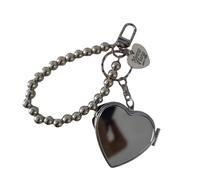 AOOOWER Llavero ovalado/redondo/en forma de corazón con forma de cristal de aspecto de metal con colgante de bolsa de moda, llavero de moda, 12cm, Metal, No es una piedra preciosa
