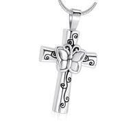 AOOOWER Medallón de cenizas de mariposa tallada, caja conmemorativa, caja de cremación, uso casual, ataúdes de cremación, joyería de cremación, collar conmemorativo para mascotas
