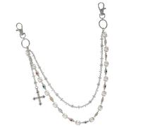 AOOOWER Moderno cinturón de cadena de perlas de imitación con colgante adecuado para añadir un toque de elegancia a tu, 47cm, aleación, No es una piedra preciosa
