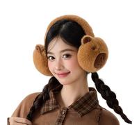 AOOOWER Orejeras de animales de dibujos animados para clima frío, protectores para estudiantes, orejeras de viaje, marrón, Talla única