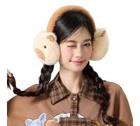 AOOOWER Orejeras de animales de dibujos animados para clima frío, protectores para estudiantes, orejeras de viaje, caqui, Talla única