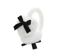 AOOOWER Orejeras de felpa con lazos adorables para invierno, cálidas, térmicas, a la moda, para mujeres y niñas, deportes al aire libre, orejeras de felpa gruesa para niñas, blanco, Talla única
