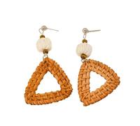 AOOOWER Pendientes geométricos de flores para playa, estilo vintage, aretes colgantes para mujeres de moda, joyería diaria, 3.12x3.12in, rafia, Sin piedra preciosa