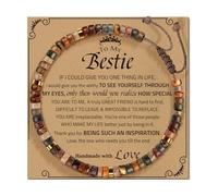 AOOOWER Pulsera ajustable hecha a mano con diseños únicos y tarjeta de bendición portátil para regalos de cumpleaños en varios, 79, Piedra, No es una piedra preciosa