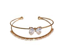 AOOOWER Pulsera de diamantes de imitación para niñas, pulseras con dije de corazón y perlas, joyería única para la vuelta a la escuela, 17.5CM6CM, Perla sintética, No es una piedra preciosa