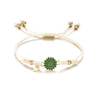 AOOOWER Pulsera de estrella y flor para mujer, pulsera de cuerda ajustable, ideal para amistad y parejas, 3.9x2.73in, Aleación y cuerda trenzada, No es una piedra preciosa