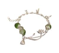 AOOOWER Pulsera de segmento de bambú con diseños de bambú natural y intrincados grabados de hojas para mujeres que buscan algo único, 6cm, Metal, No es una piedra preciosa