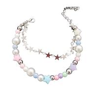 AOOOWER Pulseras de cuentas con colgante, pulsera elástica de cuentas para mujeres y niñas, joyería de fiesta, pulseras elásticas, Size Approx. 0.59x0.98inch1.5x2.5cm, Cordón elástico de cerámica de