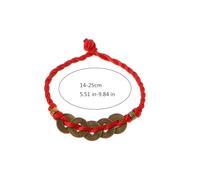 AOOOWER Pulseras de cuerda roja china Feng Shui Wealth Lucky Copper Pendant Bracelet Kabbalah Braided Bracelet, 4.68x2.73in, cuerda de algodón, No es una piedra preciosa