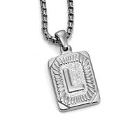 AOOOWER Punk Styles - Collar con dije de carta de acero inoxidable con textura cuadrada, joyería para carta, 60cm 2.4*1.6cm, acero de titanio, No es una piedra preciosa