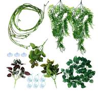 AOOOWER Reptiles planta trepadora vid hojas flexibles terrario selva hábito para lagartos, serpientes, plantas falsas decorativas